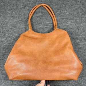 Antik Kraft Shoulder Bag Tan Faux Leather Braided Straps Zipper Top